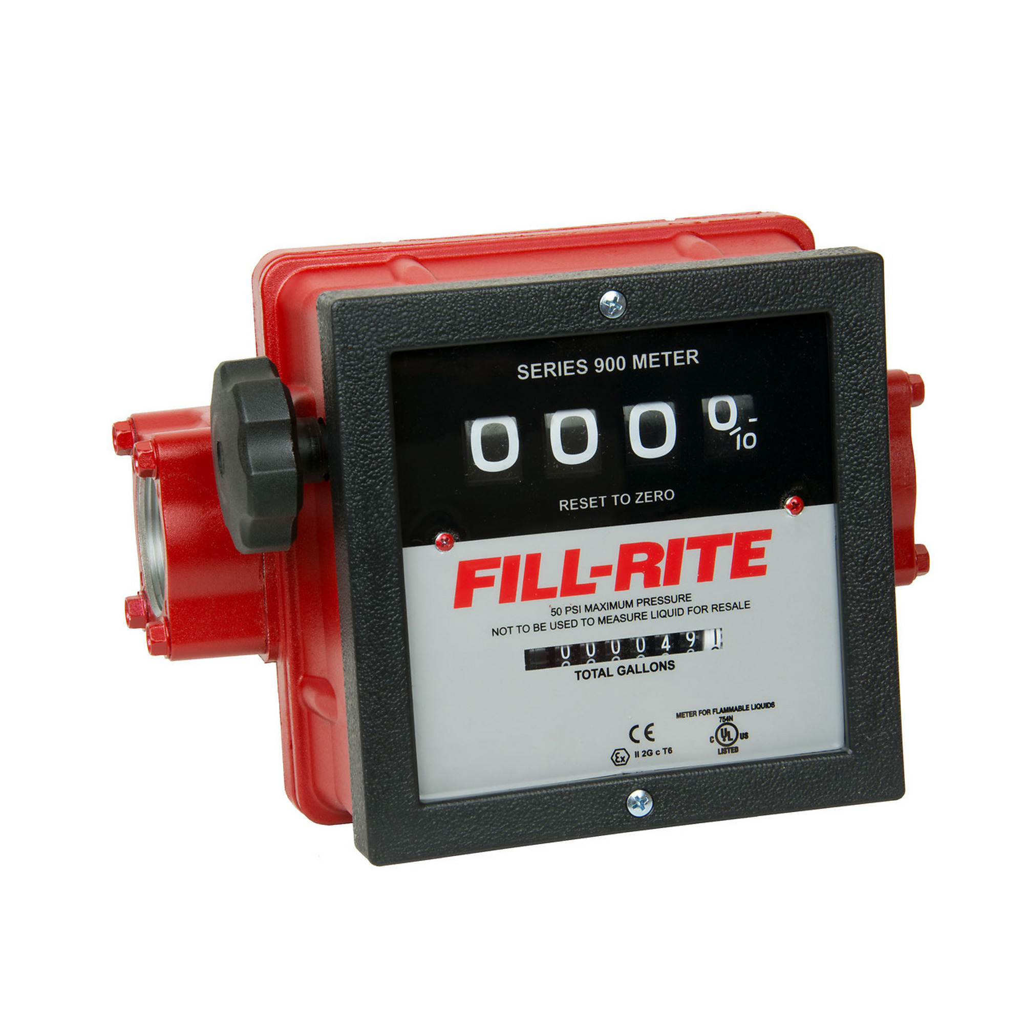 Fill-Rite 4-Digit Mechanical Fuel Transfer Meter, 6-40 GPM, 999.9 Gallons Per Batch, Model # 901C1.5